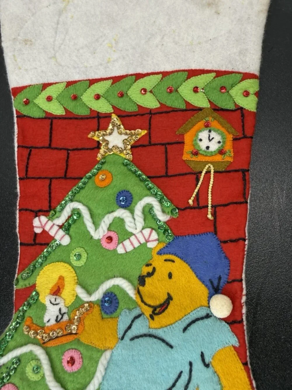Disney Winnie the Pooh Christmas Stocking 3D Felt Vintage Walt Disney 1990s